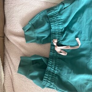 Teal Figs Uman Relaxed Jogger Pants with Pink Drawstring